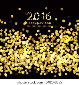 gold sparkle glitter  vector background, Happy New Year, 2016.