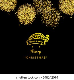 gold sparkle glitter  vector  background with santa, Merry Christmas.