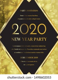 Gold Sparkle New Year Invitation Design in Elegant Style