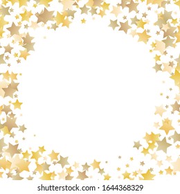 Goldener, funkelnder Vektorillustration-Sternhintergrund. Schöne goldene fallende Sterne auf weißem Hintergrund funkelndes Muster-Grafikdesign. 