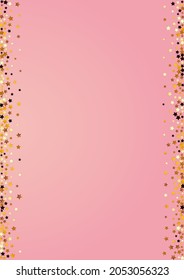 Gold Sparkle Vector Pink Background. Shiny Celebration Star Banner. Universe Christmas Template.  Yellow Falling Rain Pattern.