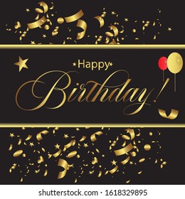 Gold Sparkles Background Happy Birthday Happy Stock Vector (Royalty ...