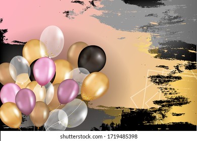 Gold sparkles background Happy Birthday. Happy Birthday background. Greeting logotype for card, flyer, poster, sign, banner, web, postcard, invitation. Happy birthday vector illustration 