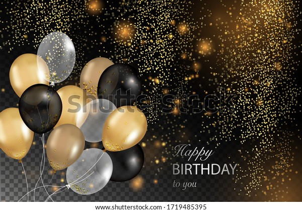 Gold Sparkles Background Happy Birthday Happy Stock Vector (Royalty ...