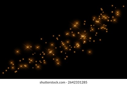 Gold sparkles background Vector shining particles.	
