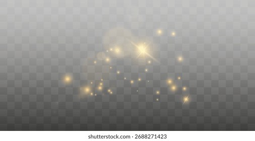 Gold sparkles background. Vector shining particles.