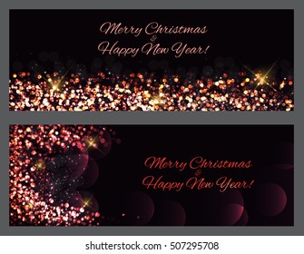 Gold sparkles Banners. Abstract Beauty Merry Christmas and New Year Background . Vector illustration EPS10 