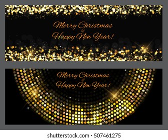 Gold sparkles Banners. Abstract Beauty Merry Christmas and New Year Background . Vector illustration EPS10 