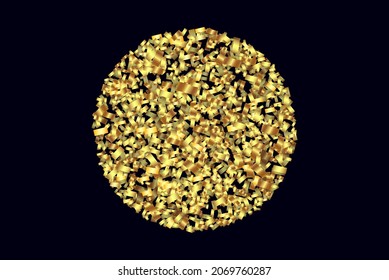 Gold sparkles in a circle. Shiny foil 