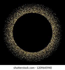 Gold sparkles glitter dust metallic confetti vector background. Vip golden sparkling background. Gold stardust texture tinsel confetti Christmas vector. Yellow dots glitter metallic decor.