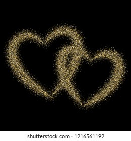 Gold sparkles glitter dust metallic confetti vector background. Modern golden sparkling background. Gold stardust texture tinsel confetti party vector. Glitter glow sparkles scatter design.