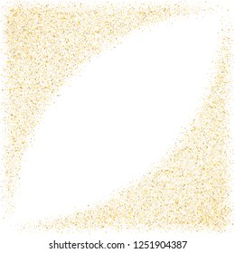 Gold sparkles glitter dust metallic confetti vector background. Geometric golden sparkling background. Gold stardust texture tinsel confetti xmas vector. Glitter glow sparkles scatter design.