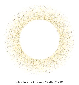 Gold sparkles glitter dust metallic confetti vector background. Decorative golden sparkling background. Gold stardust texture tinsel confetti Christmas vector. Glitter glow sparkles print design.