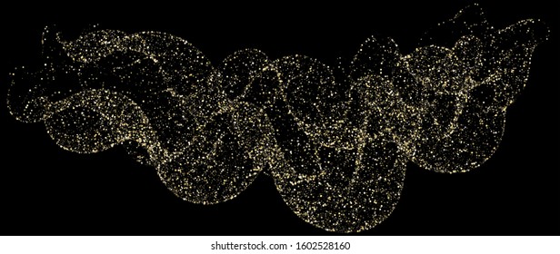 Gold sparkles glitter dust metallic confetti vector background. Graphic golden sparkling background. Gold stardust texture tinsel confetti New Year vector. Glitter shine festive sparkles design.