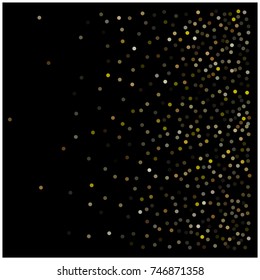 Gold Sparkles, Glitter, Golden Bokeh Lights. Vector Festive Confetti. Celebration Christmas New Year Background. Rich VIP Premium Gold Sparkles. Shining Texture, Golden Bokeh Lights. Festive Border.