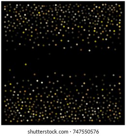 Gold Sparkles, Glitter, Golden Bokeh Lights. Vector Festive Confetti. Celebration Christmas New Year Background. Rich VIP Premium Gold Sparkles. Shining Texture, Golden Bokeh Lights. Festive Border.