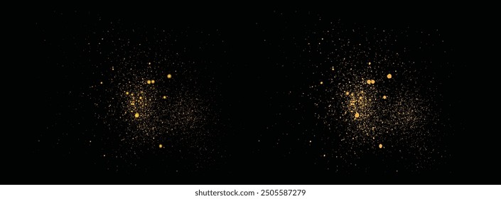 Gold sparkles lighting golden glitter confetti background