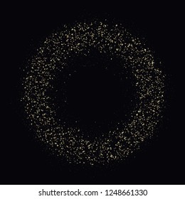 Gold sparkles on black background. Gold glitter background. Gold background for card, vip, exclusive, certificate, gift, luxury, privilege, voucher, store, present. glitter background