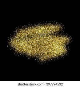 Gold sparkles on black background. Gold glitter background. Gold background for card, certificate, gift, luxury,  voucher, present