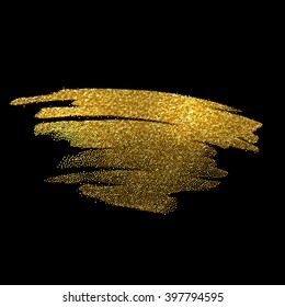 Gold sparkles on black background. Gold glitter background. Gold background for card, certificate, gift, luxury,  voucher, present