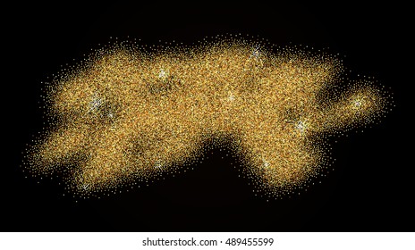 Gold sparkles on black background. Gold background for card, certificate, gift, luxury, voucher, present. Vector illustration EPS10