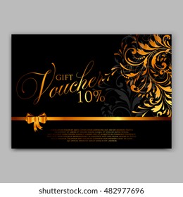 Gold sparkles on black backround, banners. Gold banner. Gold background text. Banners logo, web, card, vip, exclusive, certificate, gift, luxury, privilege, voucher, store, present, shopping, sale.