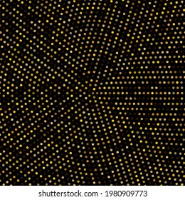 Gold sparkles on a dark background, design element, golden geometric halftone