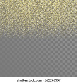Gold sparkles on the transparent background. Vector light effect.