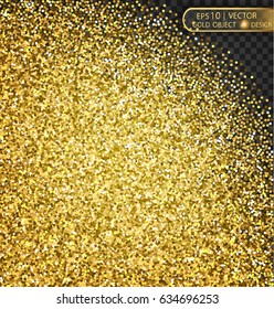 Gold sparkles on a transparent background. Gold background with sparkles.