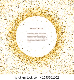 Gold sparkles on white background. Gold glitter background.  logotype, logo, icon for card, vip, exclusive, certificate, gift, luxury, privilege, voucher, store, present, shopping.