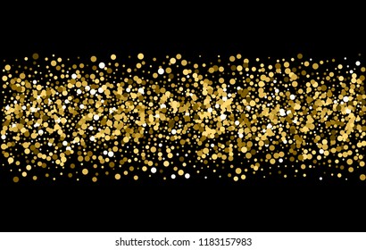 Gold sparkles on white background. Gold glitter background.