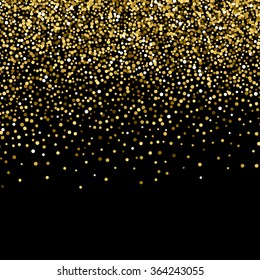 Gold sparkles on white background. Gold glitter background. 