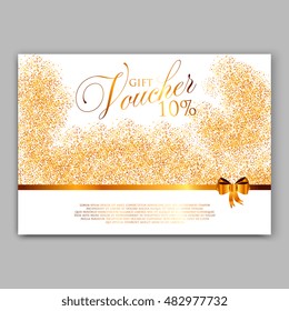 Gold sparkles on white backround, banners. Gold banner. Gold background text. Banners logo, web, card, vip, exclusive, certificate, gift, luxury, privilege, voucher, store, present, shopping, sale.