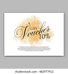 Gold sparkles on white backround, banners. Gold banner. Gold background text. Banners logo, web, card, vip, exclusive, certificate, gift, luxury, privilege, voucher, store, present, shopping, sale.