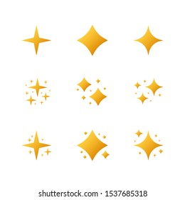 Gold sparkles symbols vector. The set of original vector stars sparkle icon. Bright firework, decoration twinkle, shiny flash. vector illustration.