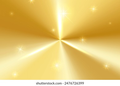 Gold sparkling gradient background. Conical metal texture.