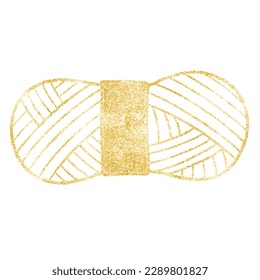 Gold sparkling ornament. Golden yarn line art hand-drawn painting .