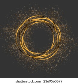 Gold sparkling stars dust lights circle. Illustration isolated on background. Graphic concept for your design