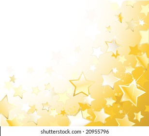 gold sparkling stars on white background