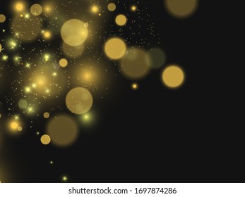 Gold sparks glitter special light effect. Vector sparkles on transparent background. Christmas abstract pattern. Sparkling magic dust particles