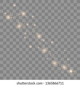 Gold sparks and golden stars glitter light effect. The dust is yellow. Christmas abstract pattern. Sparkling magic dust particles. Vector illustration EPS10