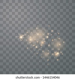 Gold sparks and golden stars. Glitter special light effect. White star dust trail sparkling particles isolated on transparent background. Vector illustration EPS10.