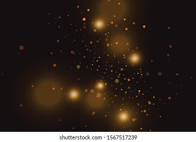 Gold sparks and golden stars glitter special light effect. Vector sparkles on transparent background. Christmas abstract. dust