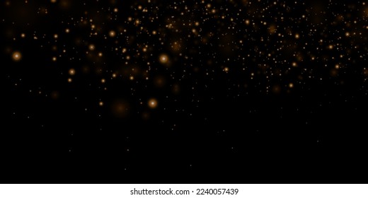 Gold sparks and golden stars glitter special light effect. Vector sparkles on transparent background. Christmas abstract.