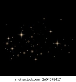Gold sparks and golden stars glitter special light effect. Vector sparkles on transparent background. Christmas abstract.
