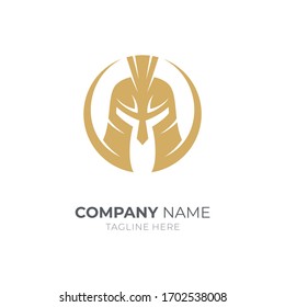 Gold Spartan Circle Emblem Logo Design. Luxury Warrior Logo Icon