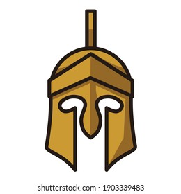 Gold Spartan Helmet Front View Vector Design