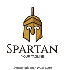 Gold Spartan Helmet Logo Template Vector Design