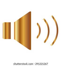 Gold  Speaker icon. Vector illustration.