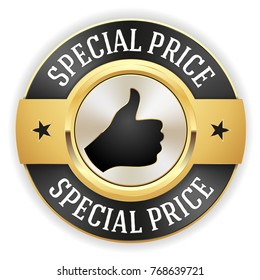 Gold Special Price Button Badge Black Stock Vector (Royalty Free ...